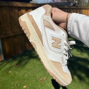 New Balance 550 White and Beige Casual Sneakers